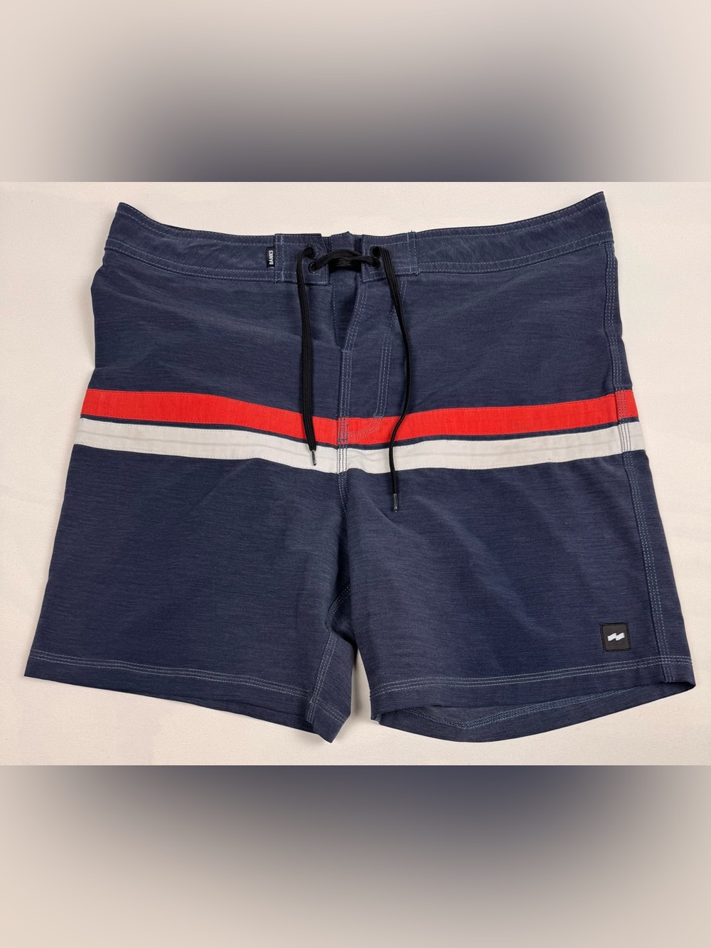 Banks Journal Board Shorts Blue With Red White Stripe Men’s 33 7” Inseam